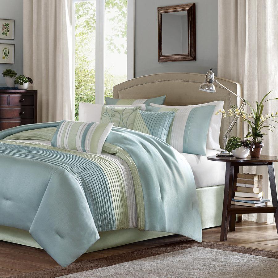 Amherst King 7 Piece Comforter Set Green Olliix.com