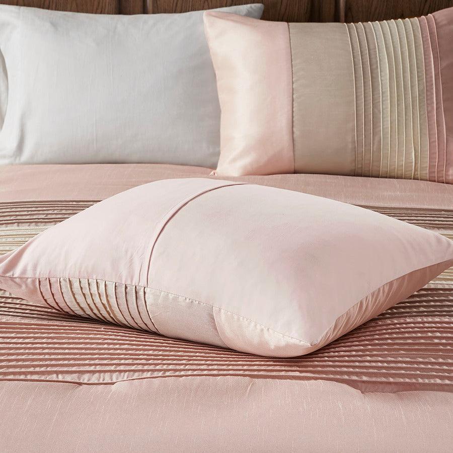 Amherst Queen 7 Piece Comforter Set Blush & Taupe Olliix.com