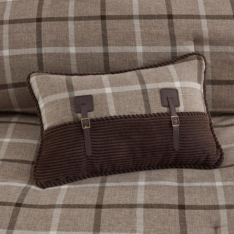 Anaheim King/California King 4 Piece Plaid Lodge & Cabin Comforter Set Tan & Brown Olliix.com