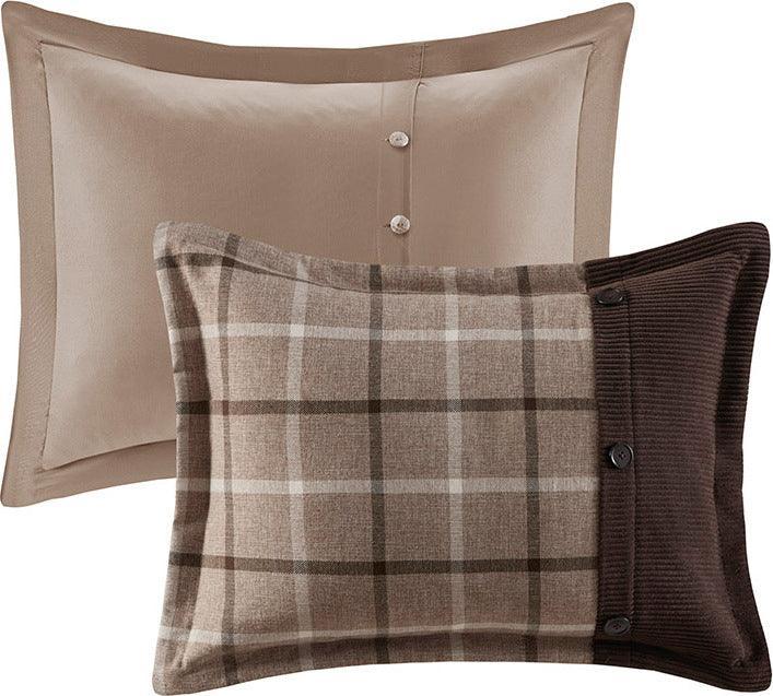 Anaheim King/California King 4 Piece Plaid Lodge & Cabin Comforter Set Tan & Brown Olliix.com