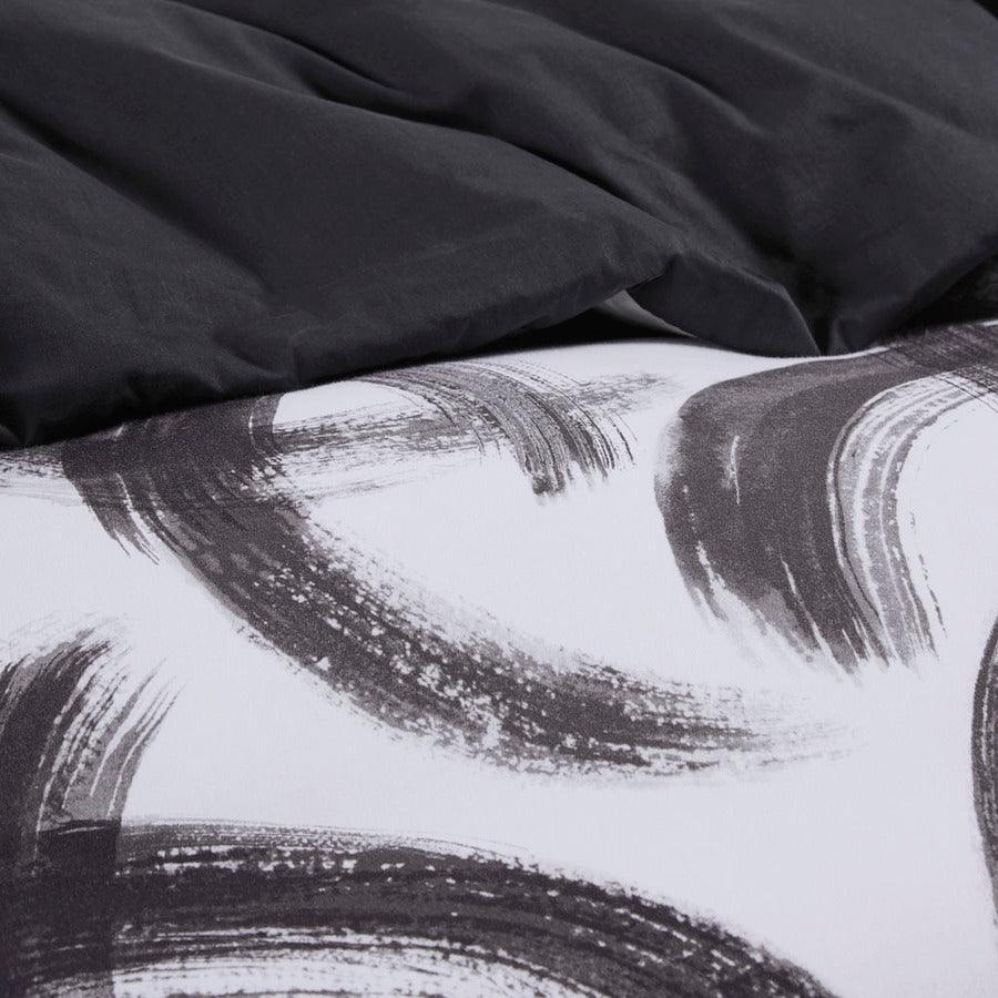 Anaya Full/Queen Cotton Printed Duvet Cover Set Black & White Olliix.com