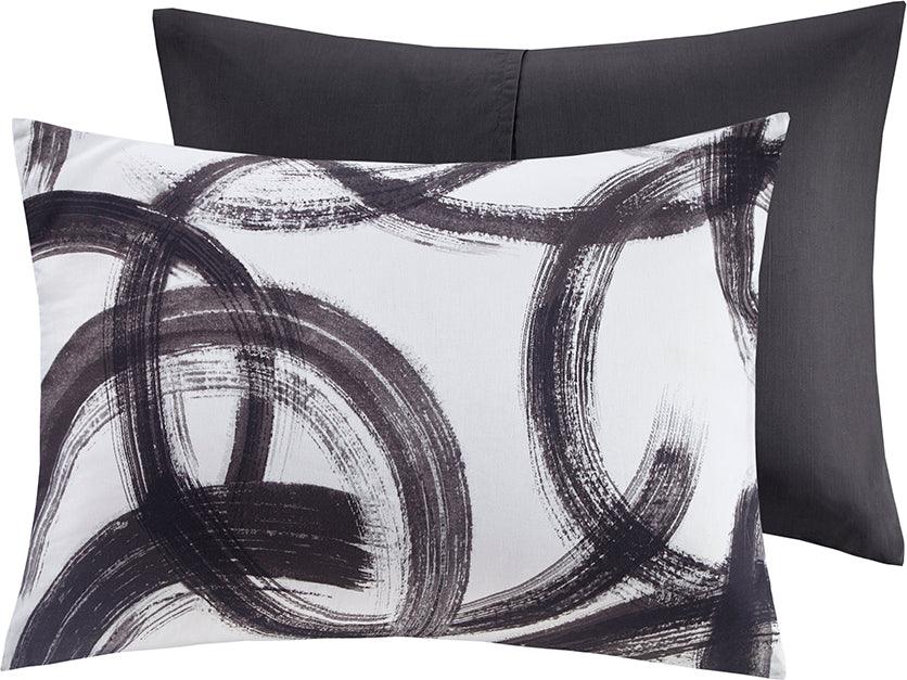 Anaya Full/Queen Cotton Printed Duvet Cover Set Black & White Olliix.com