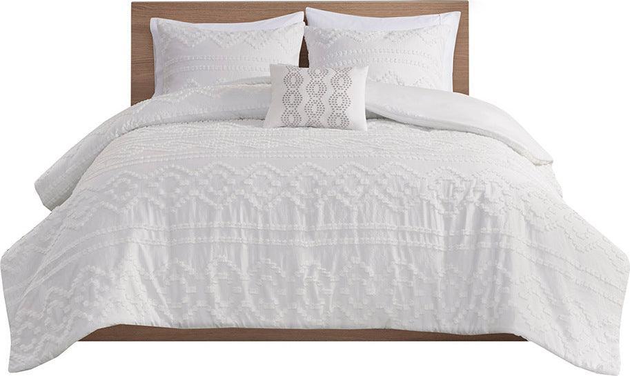 Annie Twin/Twin XL Solid Clipped Jacquard Duvet Cover Set Ivory Olliix.com