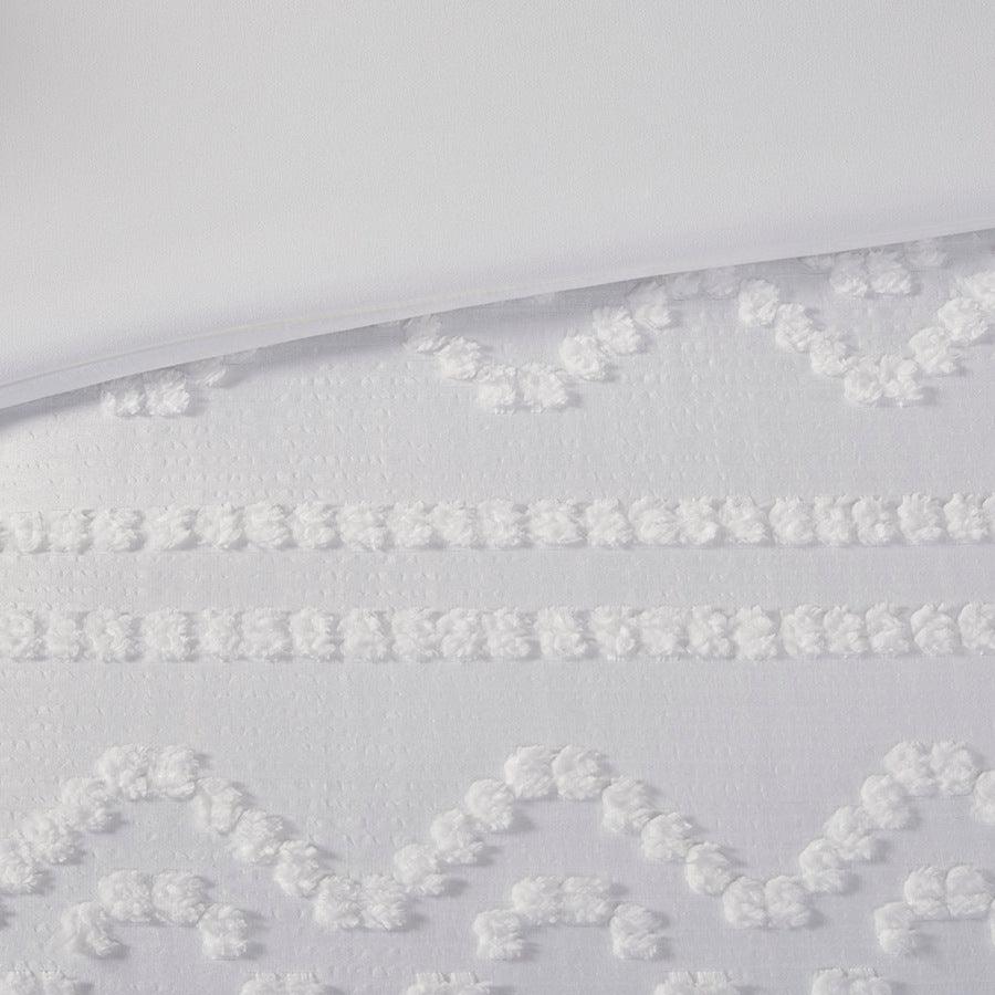 Annie Twin/Twin XL Solid Clipped Jacquard Duvet Cover Set Ivory Olliix.com