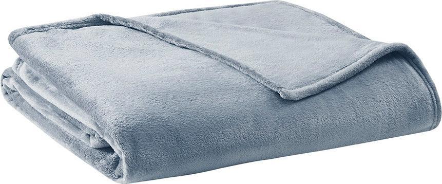 Antimicrobial Casual Plush Blanket Full/Queen Blue Olliix.com