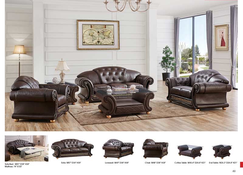 ESF Furniture - Apolo 2 Piece Sofa Set - APOLOBROWN-2SET ESF Furniture