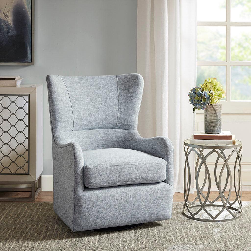 Arianna Swivel Glider Chair Light Blue Olliix.com