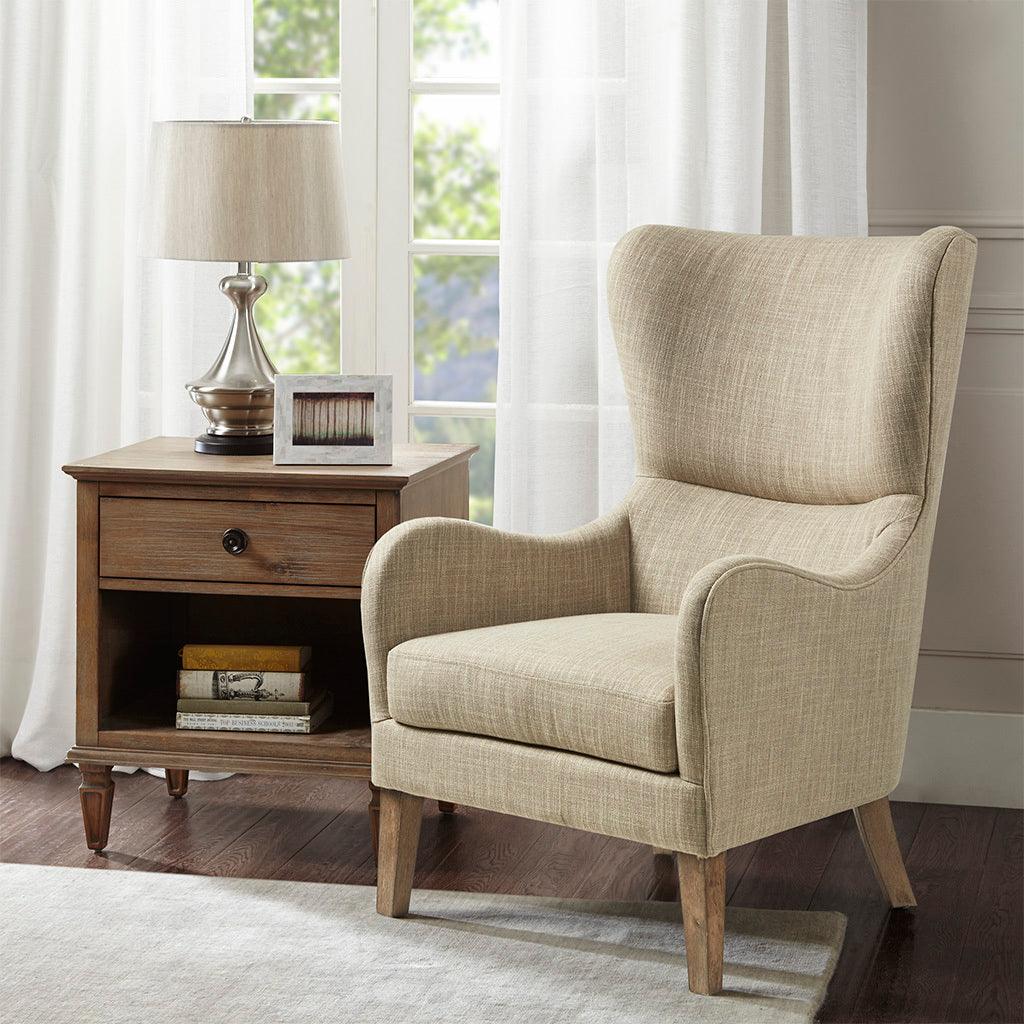 Arianna Swoop Wing Chair Taupe Olliix.com