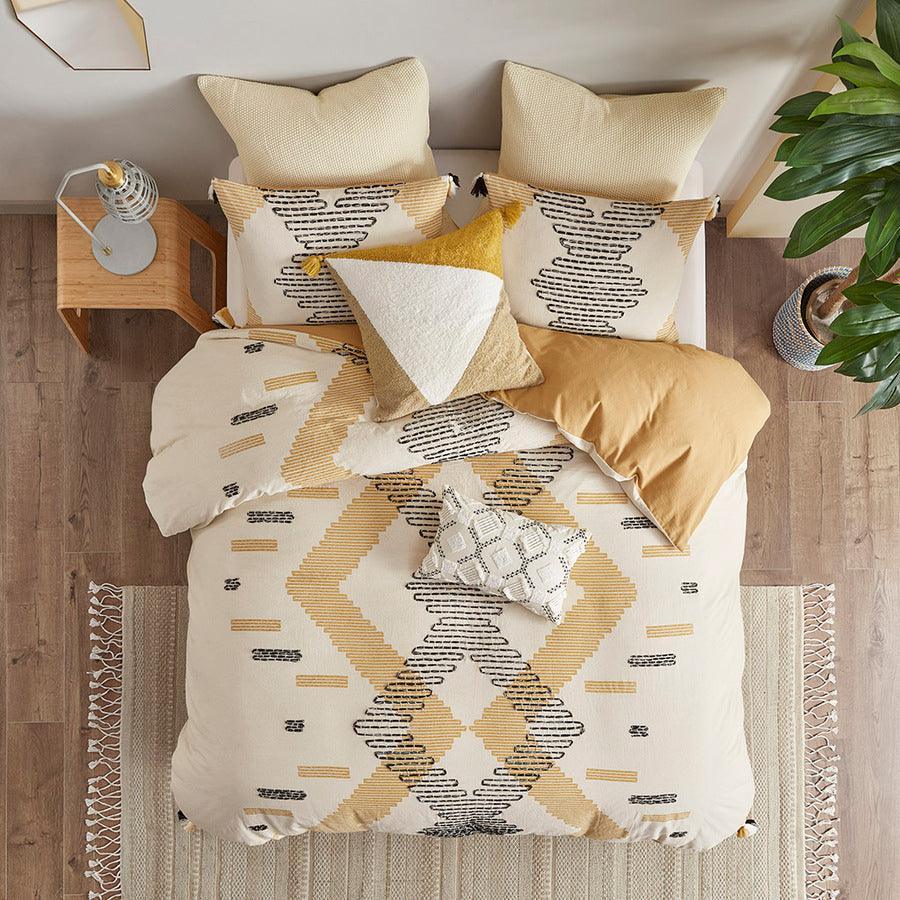 Arizona Full/Queen 3 Piece Cotton Duvet Cover Set Yellow Olliix.com