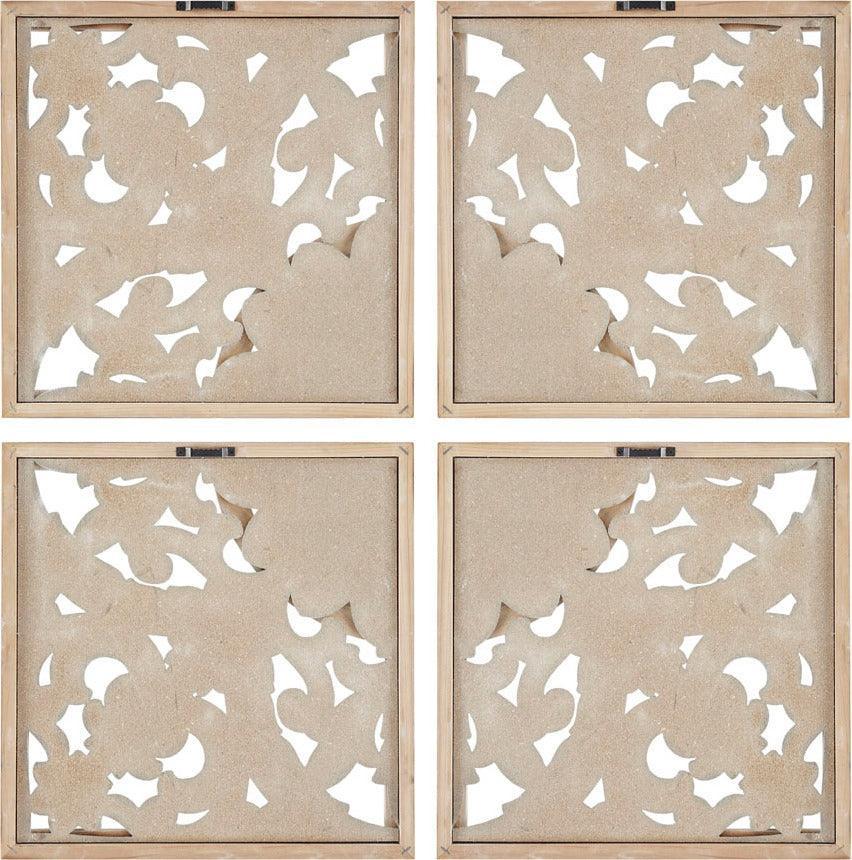 Arwen Medallion Wood Wall Decor 4 Piece Set Natural & White Olliix.com