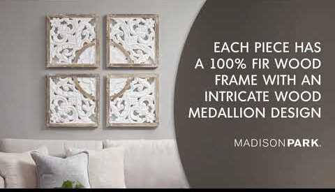 Arwen Medallion Wood Wall Decor 4 Piece Set Natural & White Olliix.com