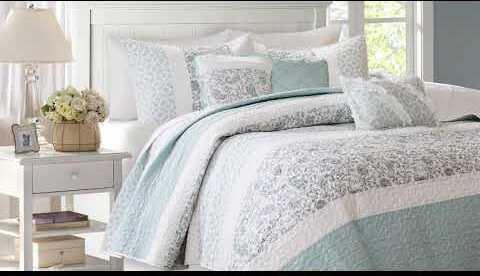 Ashbury King 5 Piece Reversible Bedspread Set Blue Olliix.com