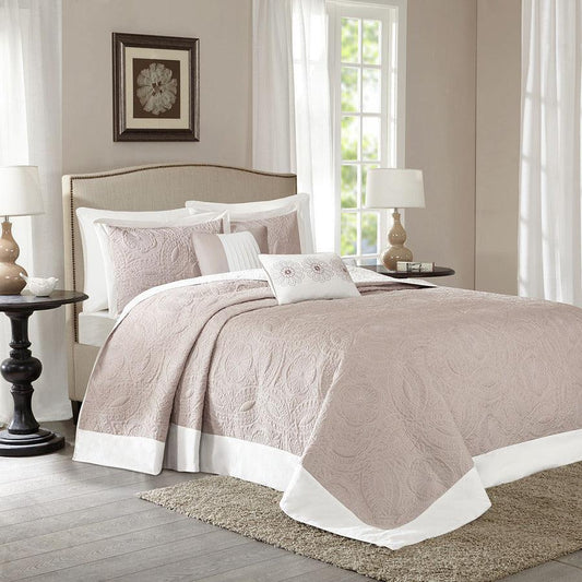 Ashbury King 5 Piece Reversible Bedspread Set Khaki Olliix.com