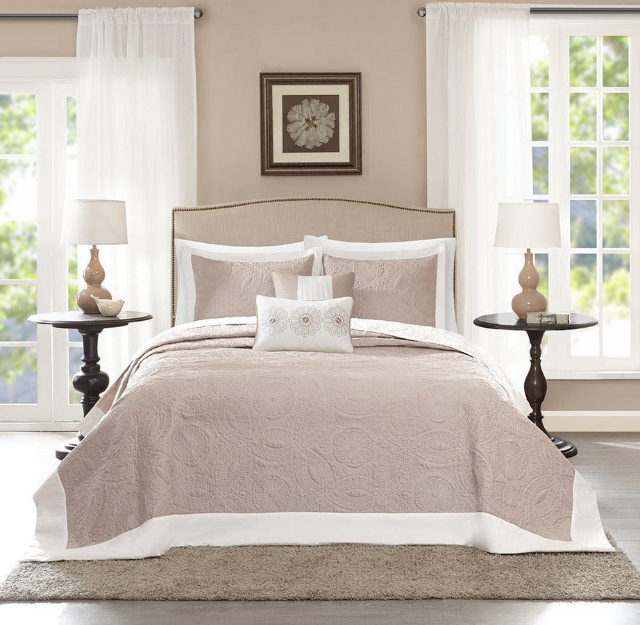 Ashbury King 5 Piece Reversible Bedspread Set Khaki Olliix.com