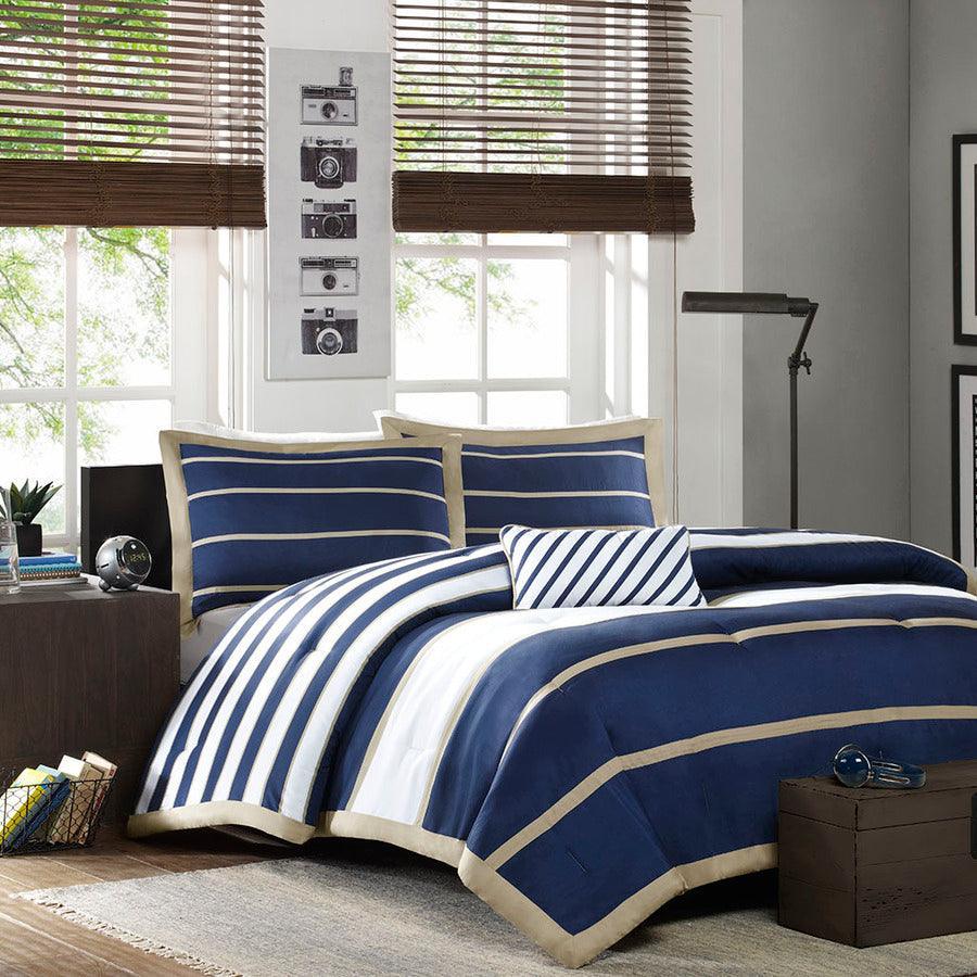 Ashton 26 " W Comforter Set Navy Full/Queen Olliix.com