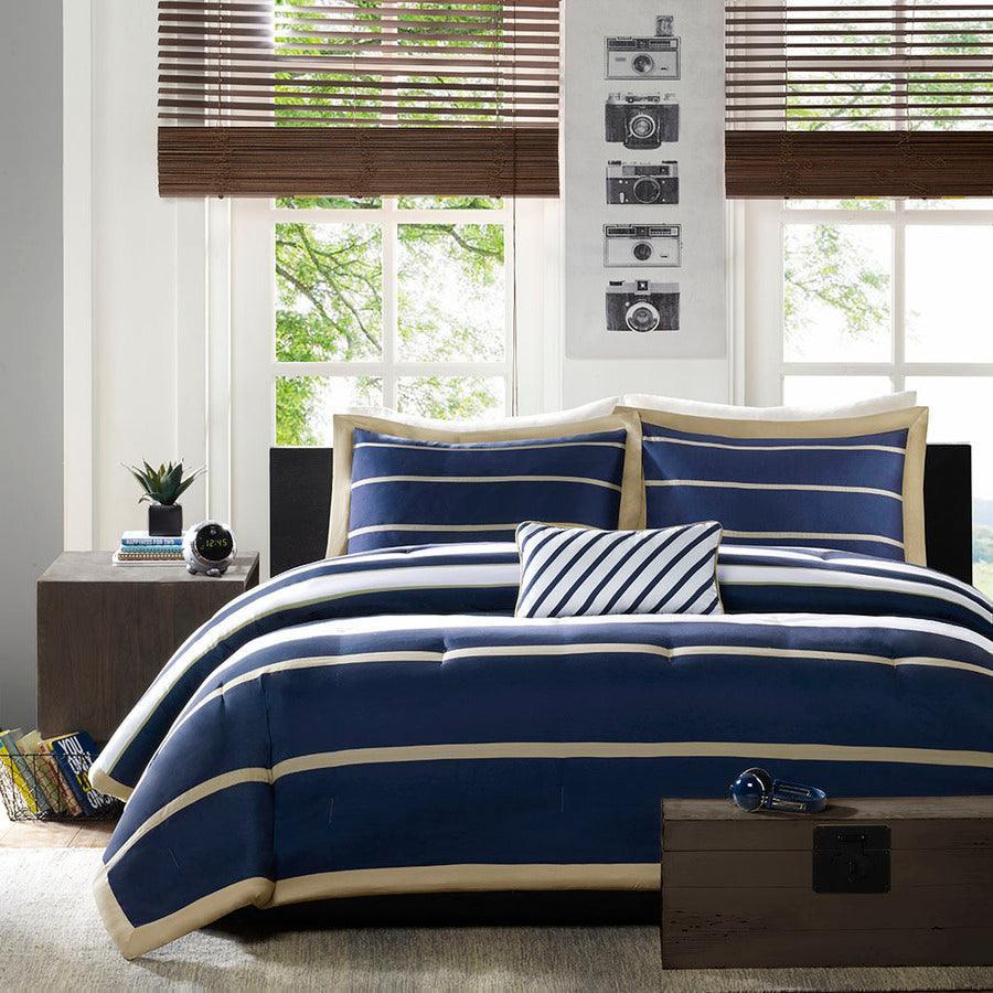 Ashton 26 " W Comforter Set Navy Full/Queen Olliix.com