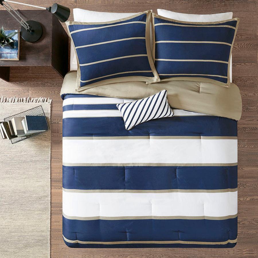 Ashton 26 " W Comforter Set Navy Full/Queen Olliix.com