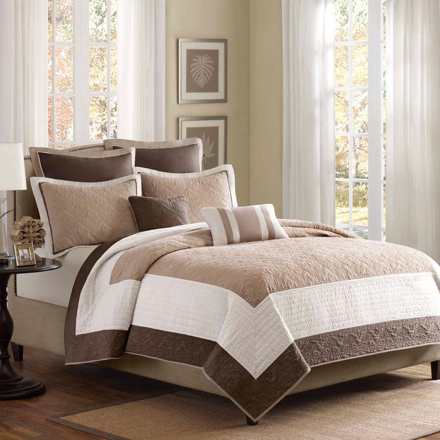 Attingham King/California King 7 Piece Reversible Coverlet Set Beige Olliix.com