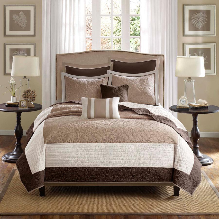 Attingham King/California King 7 Piece Reversible Coverlet Set Beige Olliix.com