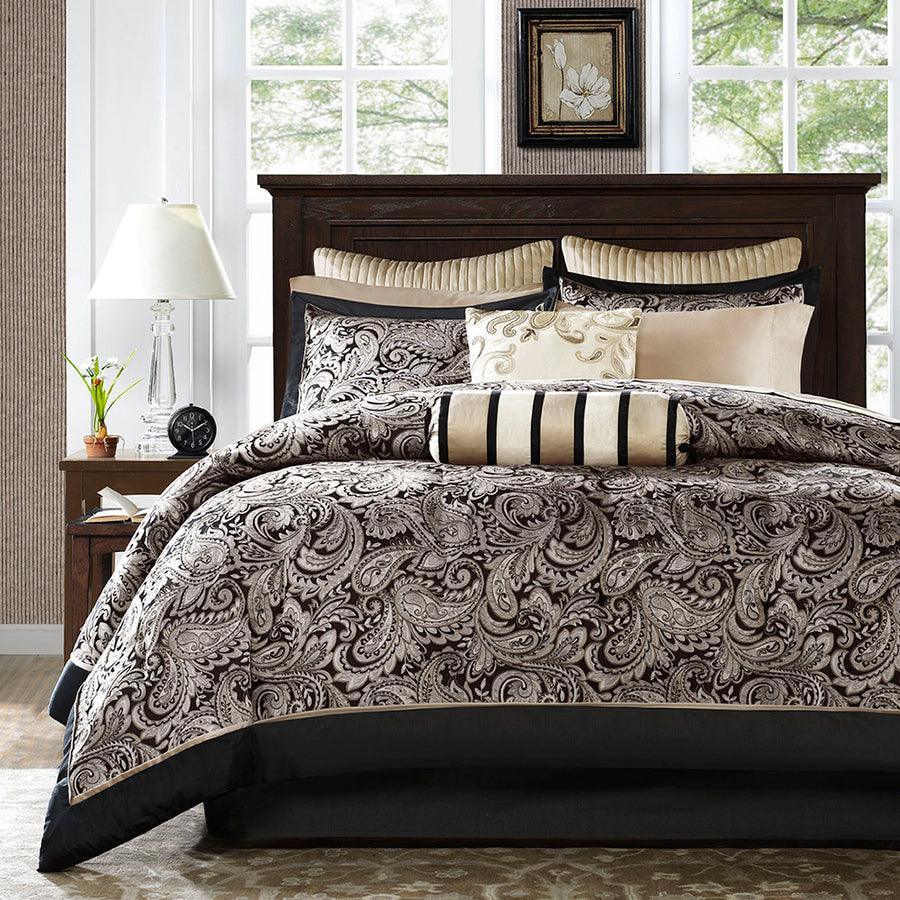 Aubrey 12 Piece Complete Bed Set Black Cal King Olliix.com