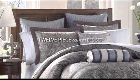 Aubrey 12 Piece Complete Bed Set Black Cal King Olliix.com