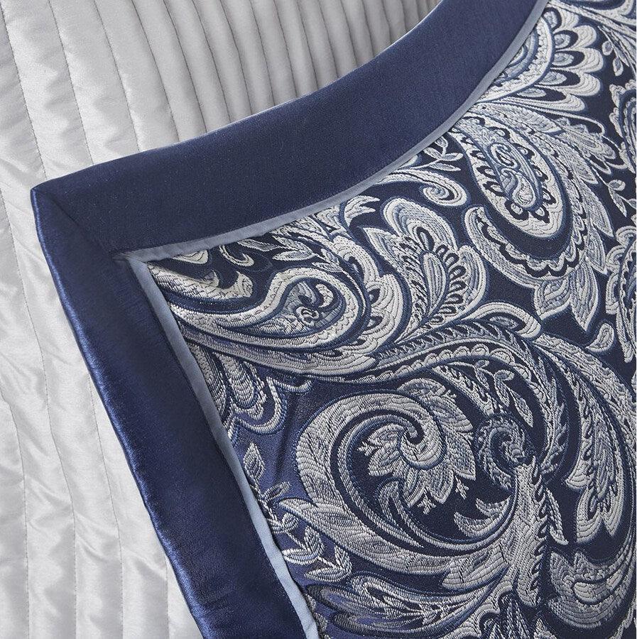 Aubrey 12 Piece Complete Bed Set Navy King Olliix.com