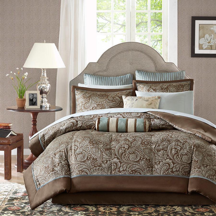 Aubrey 12 Piece Complete King Bed Set Blue Olliix.com