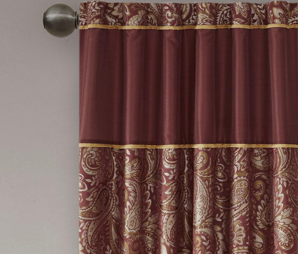 Aubrey 84" Jacquard Panel Pair Burgundy Olliix.com