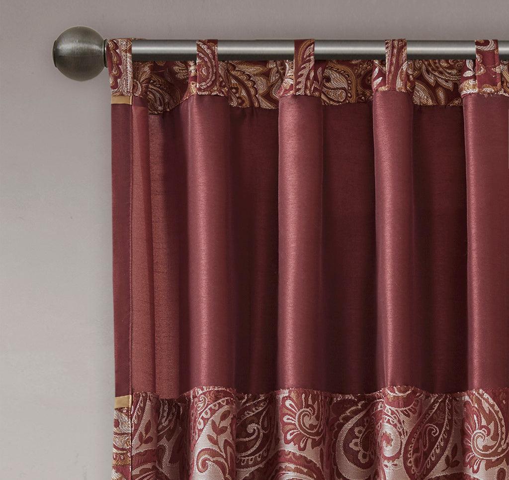 Aubrey 84" Jacquard Panel Pair Burgundy Olliix.com