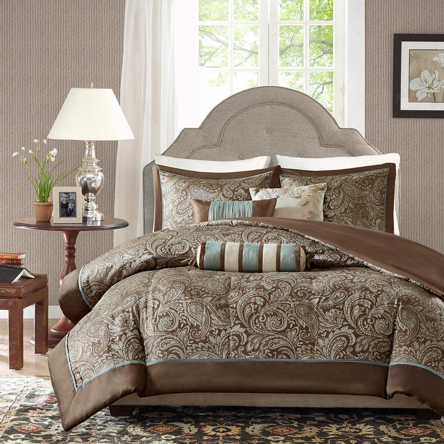 Aubrey Traditional 6 Pc Duvet Cover Set Queen Blue Olliix.com