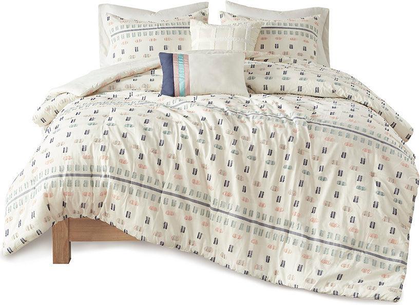 Auden King/California King 5 Piece Cotton Jacquard Comforter Set Aqua Olliix.com