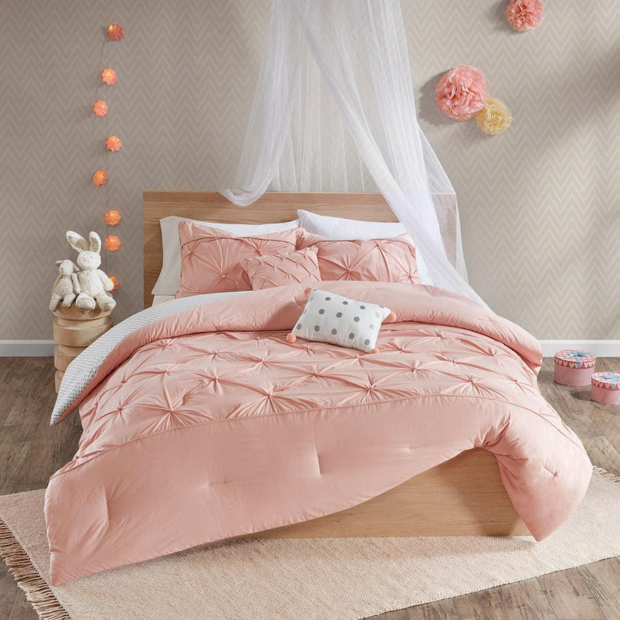 Aurora Casual Cotton Reversible Comforter Set Blush Twin Olliix.com