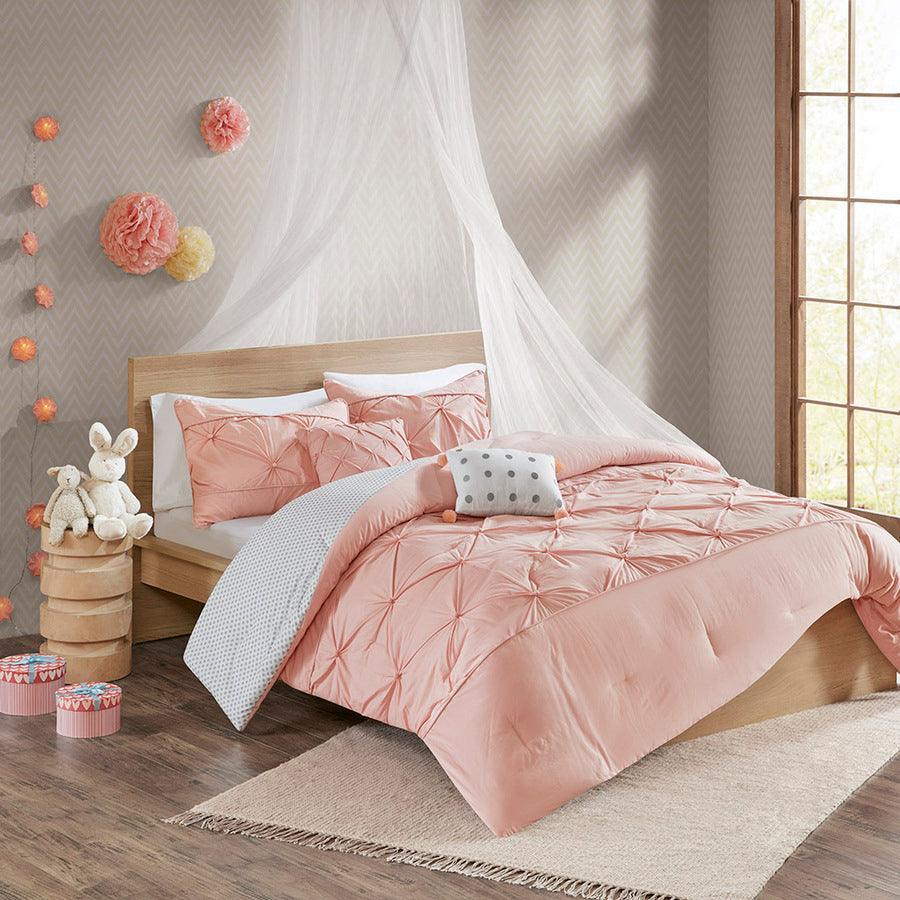 Aurora Casual Cotton Reversible Comforter Set Blush Twin Olliix.com