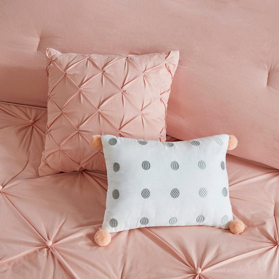 Aurora Casual Cotton Reversible Comforter Set Blush Twin Olliix.com