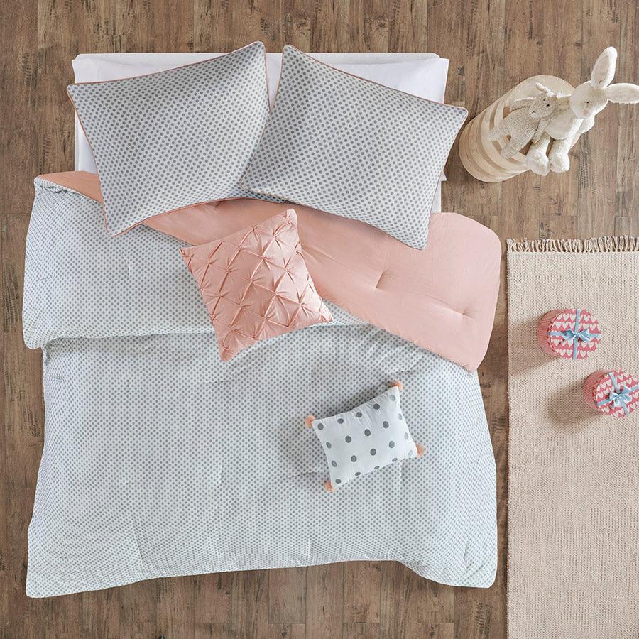 Aurora Casual Cotton Reversible Comforter Set Blush Twin Olliix.com