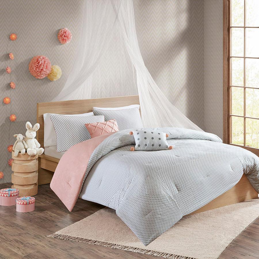 Aurora Casual Cotton Reversible Comforter Set Blush Twin Olliix.com