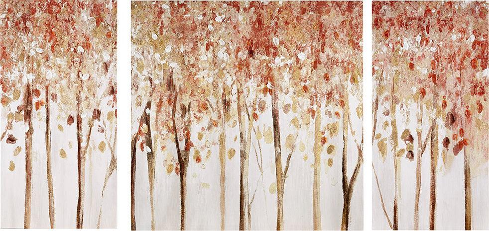 Autumn Forest 3 Piece Canvas Art Palette Knife Embellishment Red Olliix.com