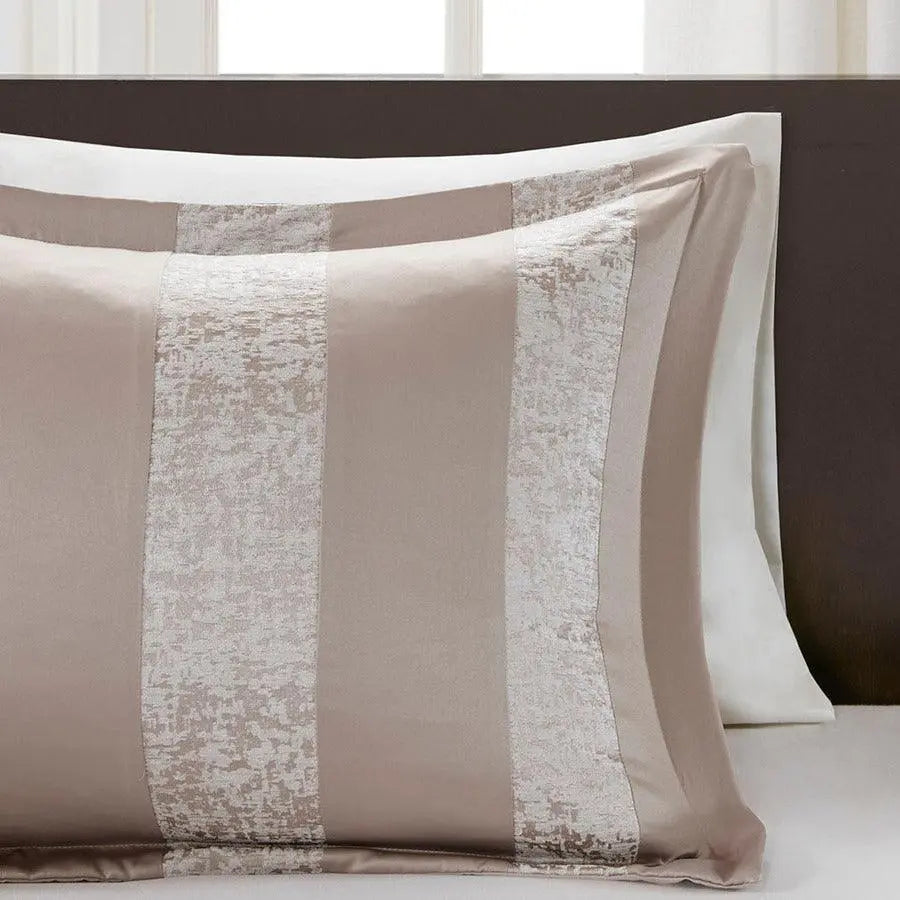 Ava Cottage 7 Piece Chenille Jacquard Comforter Set Taupe Cal King Olliix.com