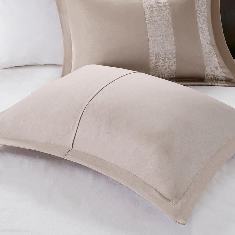 Ava Glam 7 Piece Chenille Jacquard Comforter Set Taupe King Olliix.com