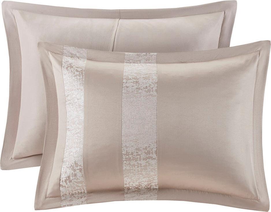 Ava Glam 7 Piece Chenille Jacquard Comforter Set Taupe King Olliix.com