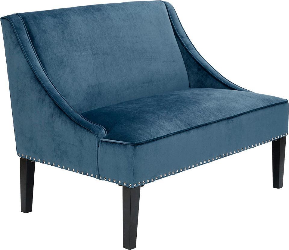 Avalon Transitional Swoop Arm Settee 44.25"W x 30.75"D x 34.25"H Blue & Brown Olliix.com