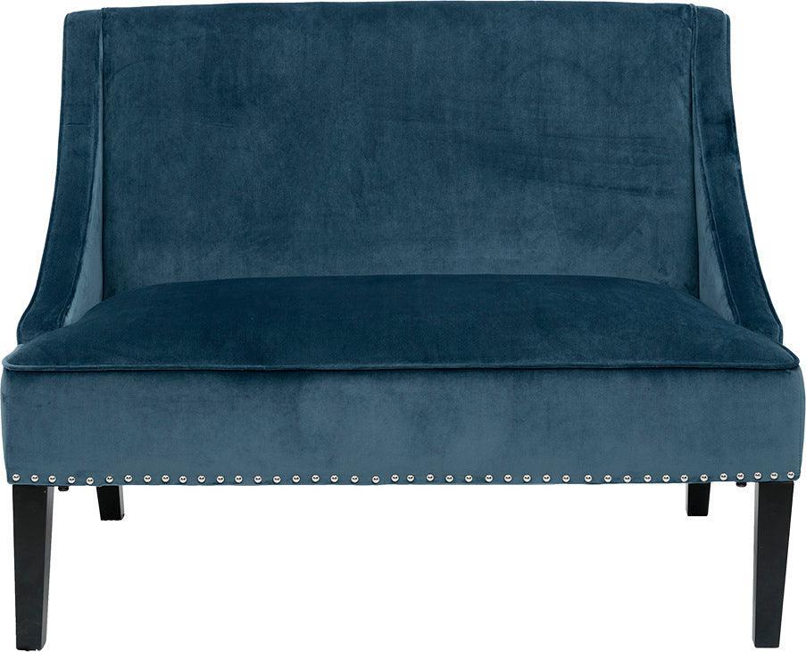 Avalon Transitional Swoop Arm Settee 44.25"W x 30.75"D x 34.25"H Blue & Brown Olliix.com