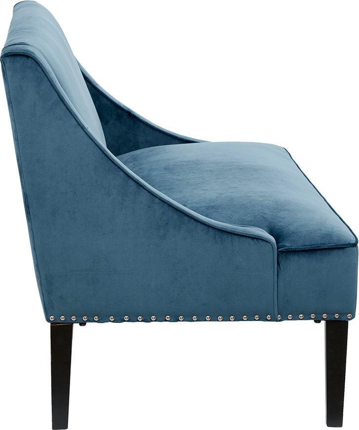 Avalon Transitional Swoop Arm Settee 44.25"W x 30.75"D x 34.25"H Blue & Brown Olliix.com