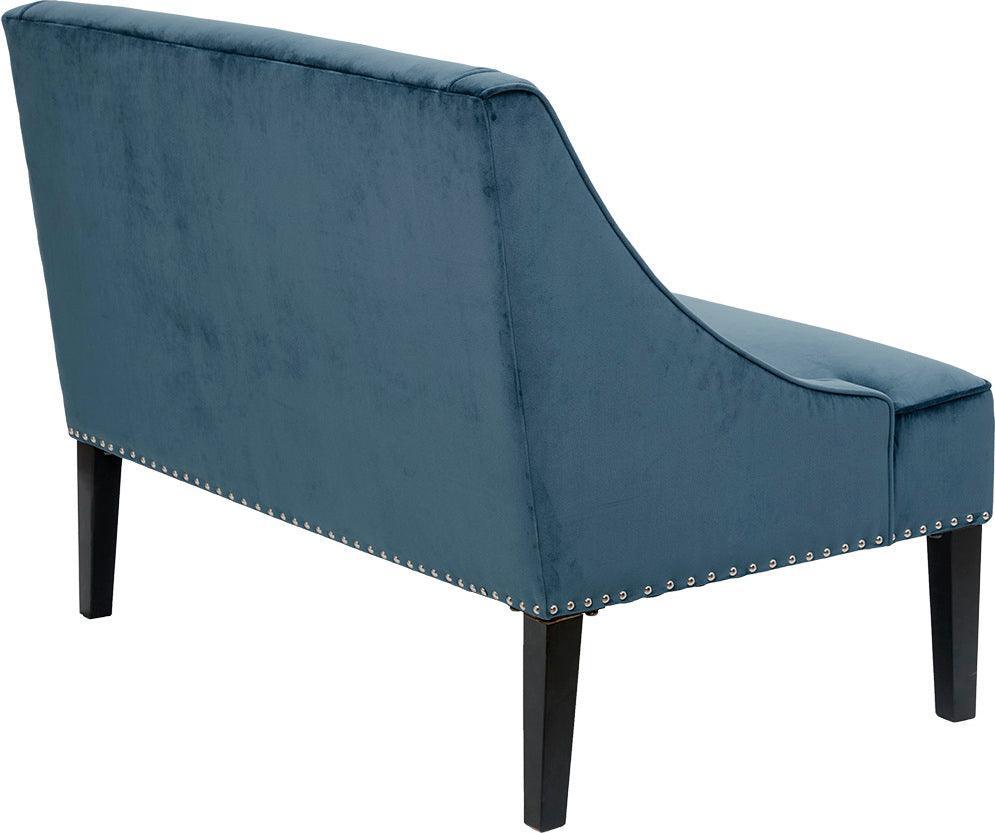 Avalon Transitional Swoop Arm Settee 44.25"W x 30.75"D x 34.25"H Blue & Brown Olliix.com