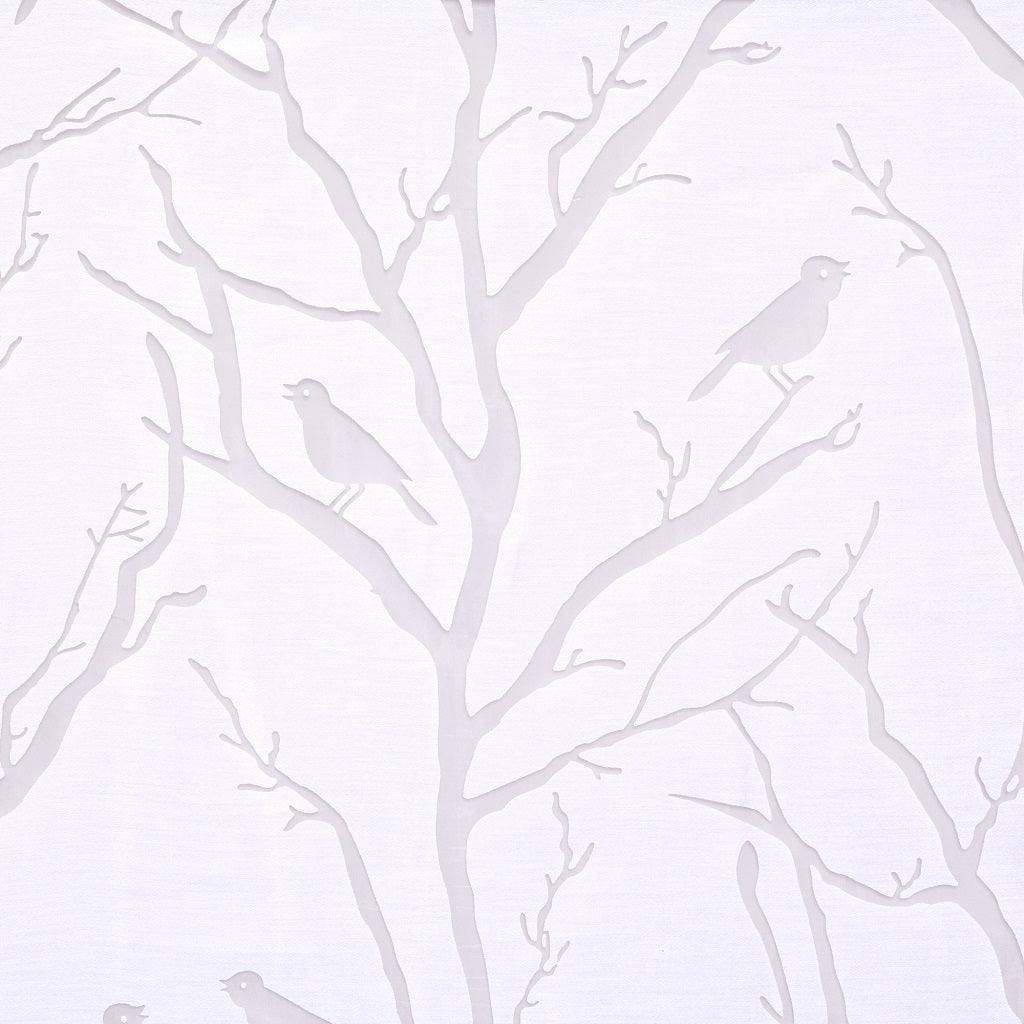 Averil 84 H Grommet Top Sheer Bird on Branches Burnout Window Curtain White Olliix.com