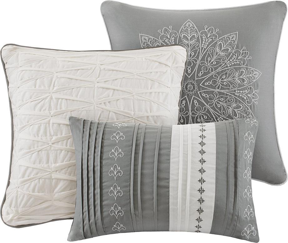 Averly Global Inspired 7 Piece Comforter Set Gray Cal King
