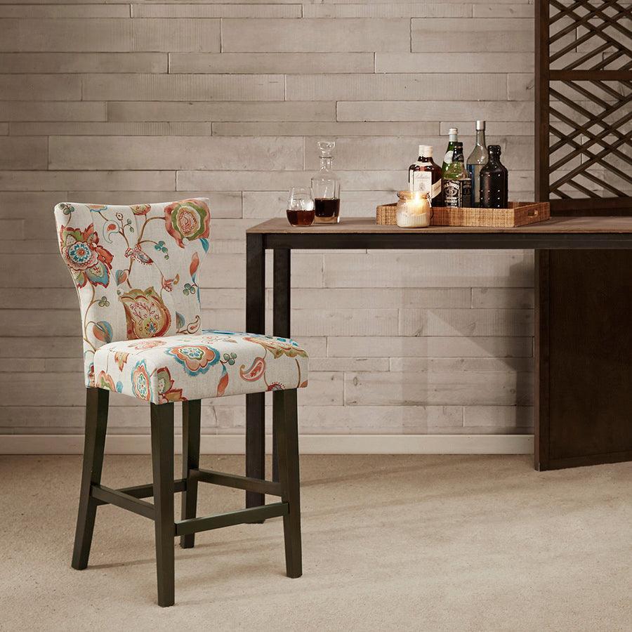 Avila Tufted Back Counter Stool Orange Multi Olliix.com