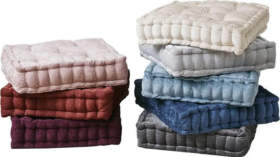 Azza Poly Chenille Square Floor Pillow Cushion Ivory Olliix.com