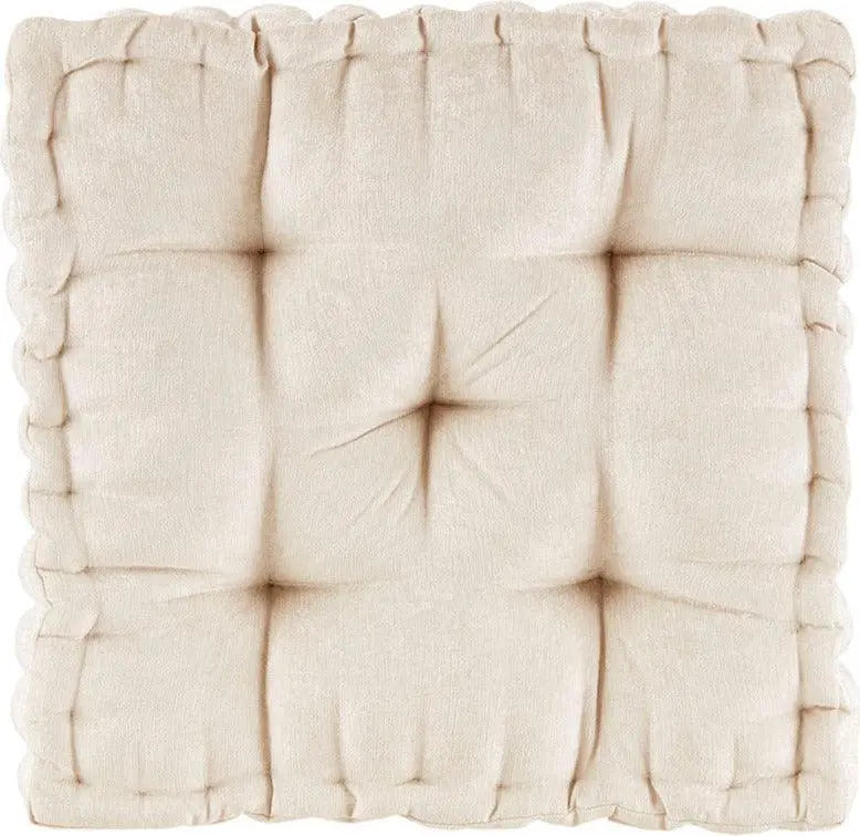 Azza Poly Chenille Square Floor Pillow Cushion Ivory Olliix.com
