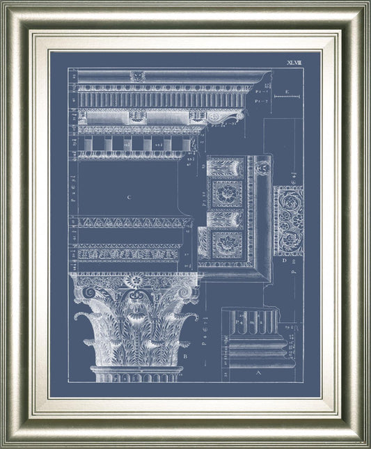 22x26 Column & Cornice Blueprint III By Vision Studio - Blue Classy Art